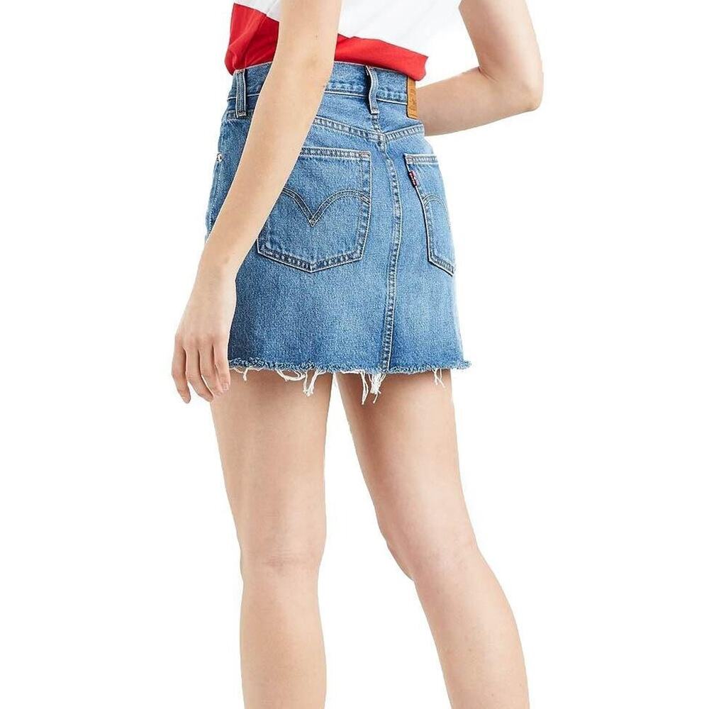 Levi's Deconstructed Button Fly Denim Cut Off Jean Skirt Blue Women's 32 H11823 - Picture 7 of 16